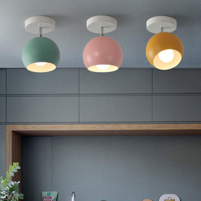 Nordic Macaron Ceiling Light | Modern Round Aluminium Flush Lamp For Small Rooms and Halls