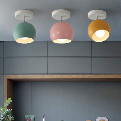 Nordic Macaron Ceiling Light | Modern Round Aluminium Flush Lamp For Small Rooms and Halls