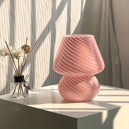 Murano Style Glass Mushroom Lamp | USB Dimmable Table Light In White, Pink and Beige Glass