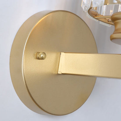 Crystal Wall Light | Modern Glass And Iron Sconce In Black or Gold, In Round or Square Form