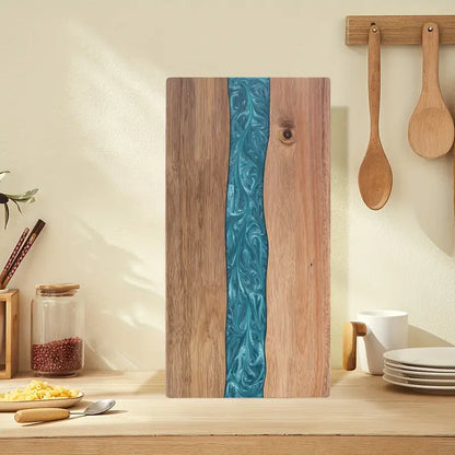 Resin River Cutting Board | Acacia Wood Charcuterie and Cheese Serving Board For Grazing Tables