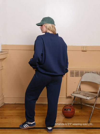 Varsity Mockneck Sweatshirt Navy