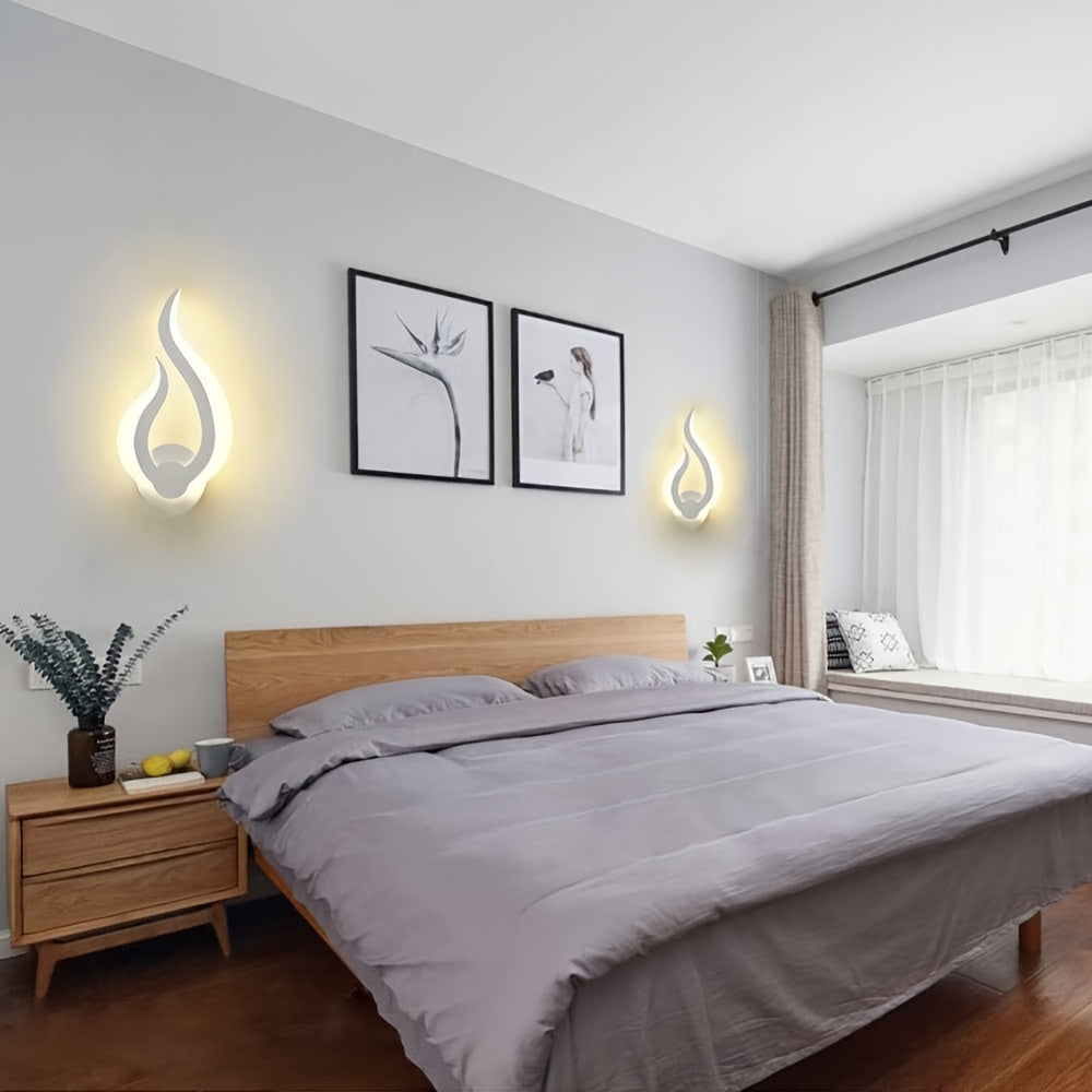 Modern Flame LED Wall Light | 10W Warm White Acrylic Sconce In A Left or Right Handed Wall Form