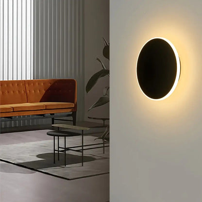 Minimalist Round LED Wall Light | Modern Nordic Iron Sconce In Three Painted Metal Finishes