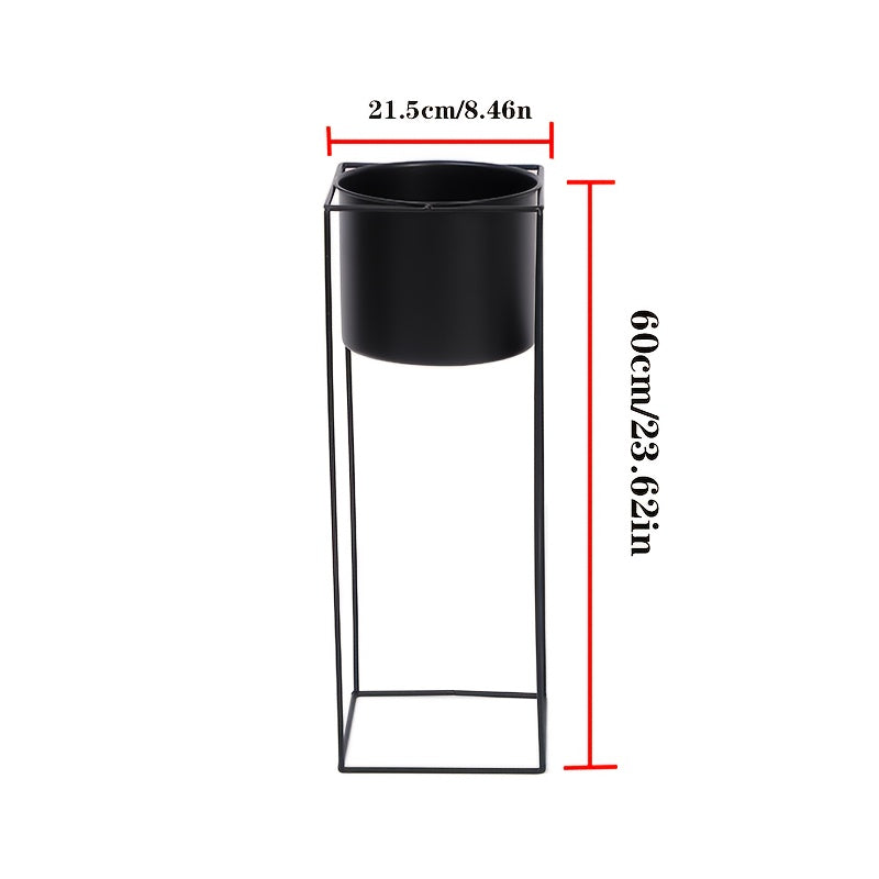 Metal Indoor Plant Stand | Modern Black Powder Coated Rectangular Plant Holder In Two Heights