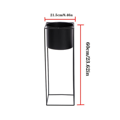 Metal Indoor Plant Stand | Modern Black Powder Coated Rectangular Plant Holder In Two Heights