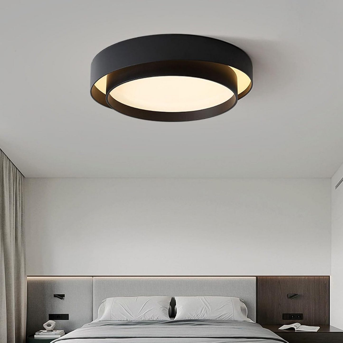 Nordic Round LED Ceiling Light | Modern Minimalist Flush Mount In Black or White Iron Finish