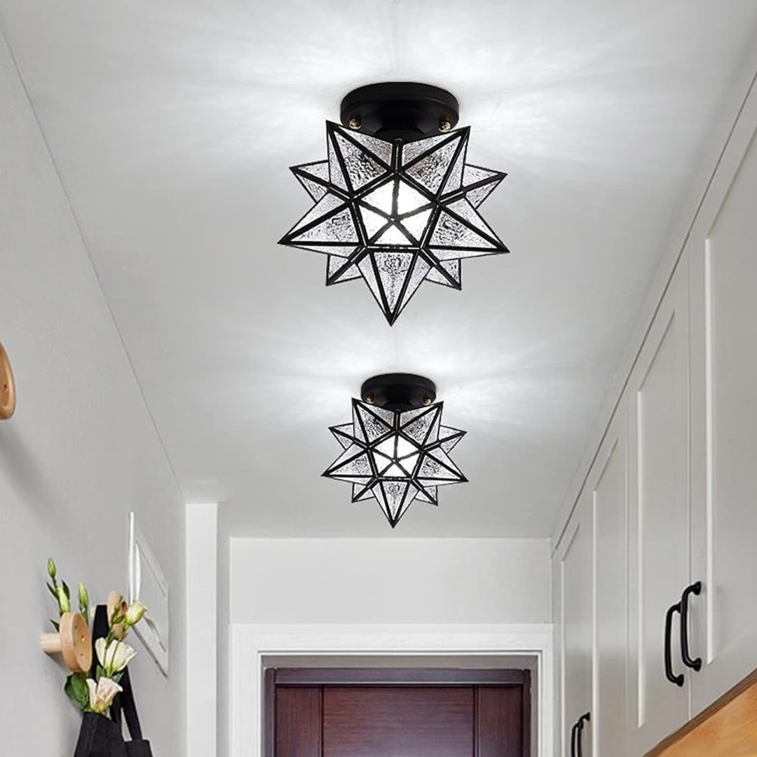 Stellune LED Ceiling Lamp | Elegant Geometric Star Light In Gold or Black, In Two Star Designs