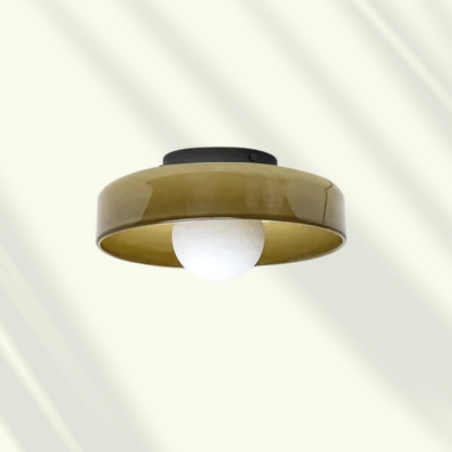 Modern LED Ceiling Light | Stylish Round Glass Flush Mount In Six Soft Glass Shade Colours