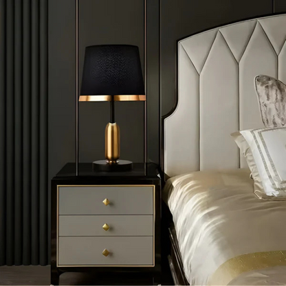 Vintage Black And Gold Table Lamp | Modern Retro Accent Light For Sideboards, Desks and Consoles