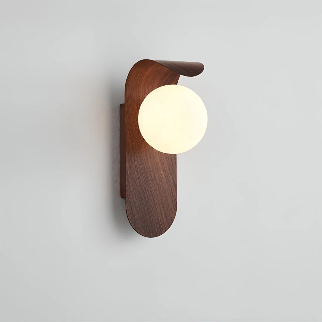Ekbo Scandinavian LED Wall Lamp | Minimalist Wooden Design In Natural Wood or Walnut Finish