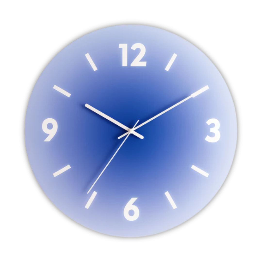 Sunset Glass Wall Clock | Modern Gradient Tempered Glass Design In Three Bold Colour Options