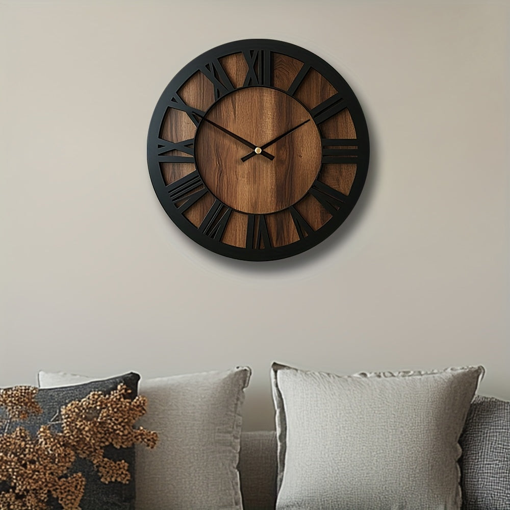 Vintage Wooden Wall Clock | Roman Numeral Design In Three Different Natural Timber Face Sizes