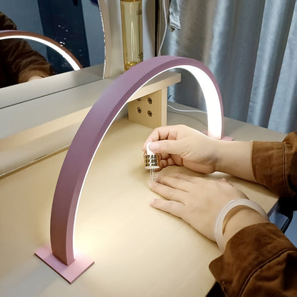 Crescent Moon LED Desk Lamp | Adjustable USB Metal Light For Study Desks and Bedside Tables