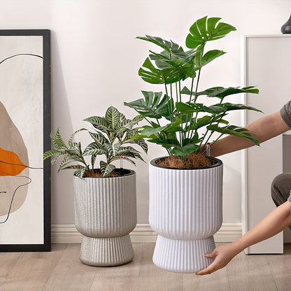 White Self Watering Flower Pot | Modern Wine Glass Design With A Built In Water Level Indicator