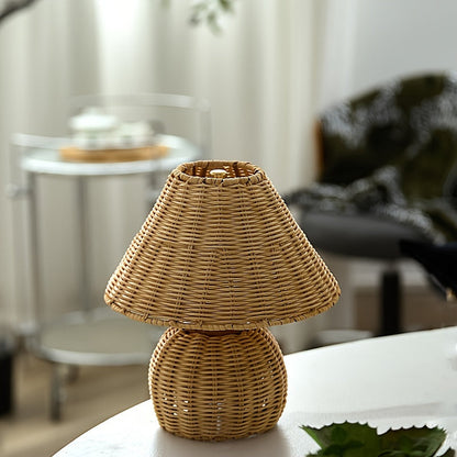 Bamboo Woven Desk Lamp | USB Powered Boho Accent Light With A Handwoven Natural Bamboo Shade