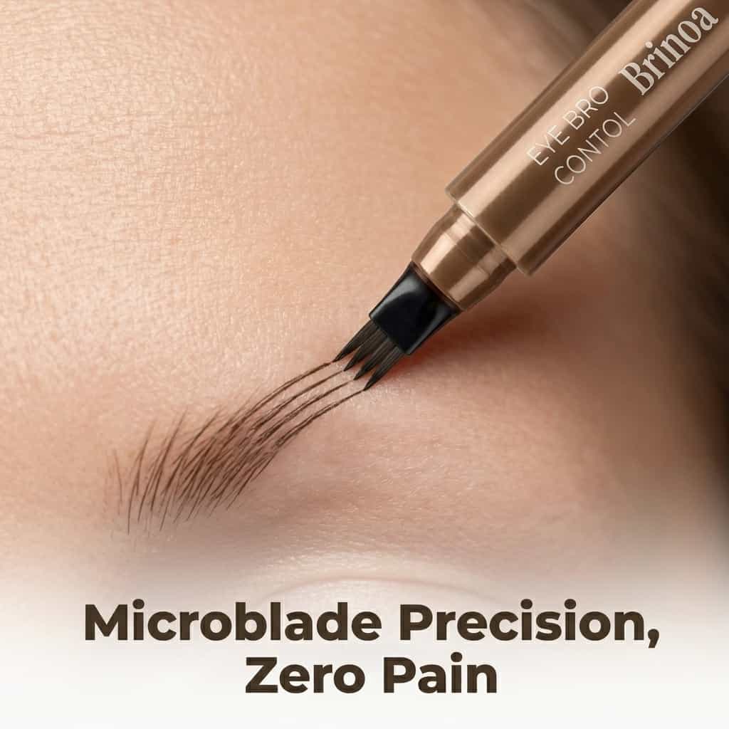 Waterproof Microblading Eyebrow Pen | Smudge Proof 4 Tip Fork Brow Pen For Natural Hair Like Strokes