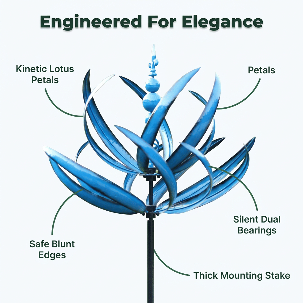 Decorative Garden Wind Spinner | Weather Resistant Kinetic Metal Yard Decor For Lawns and Patios