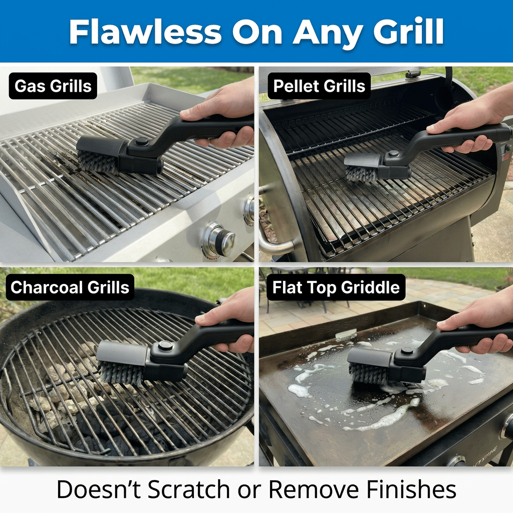 CharLift Grill Cleaning Brush | Bristle Free Heavy Duty BBQ Scraper For Steel and Cast Iron