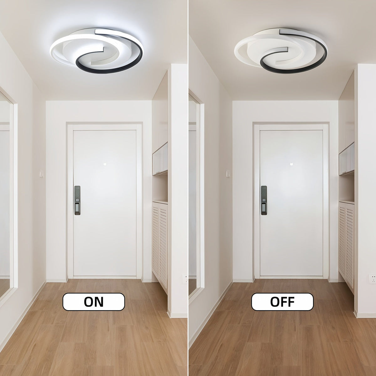Modern Spiral LED Ceiling Light | Minimalist Round Flush Mount In A Matte Cast Iron Finish