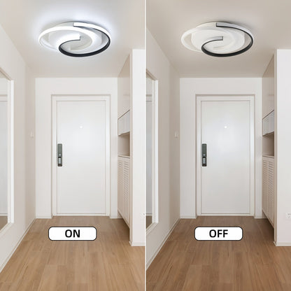 Modern Spiral LED Ceiling Light | Minimalist Round Flush Mount In A Matte Cast Iron Finish