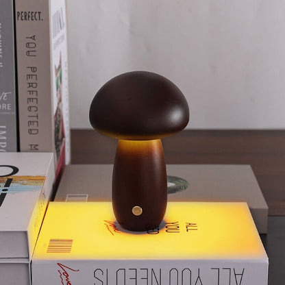 Bolette Mushroom Lamp | Natural Wood Rechargeable Night Light In Two Sizes and Two Timbers