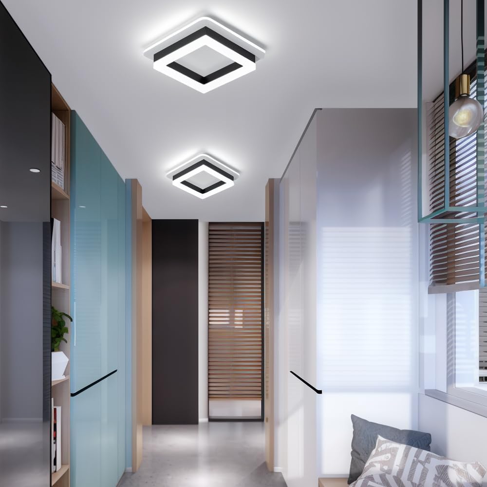 Square LED Ceiling Light | Modern Flush Mount Fixture For Hallways, Bedrooms and Landing Areas