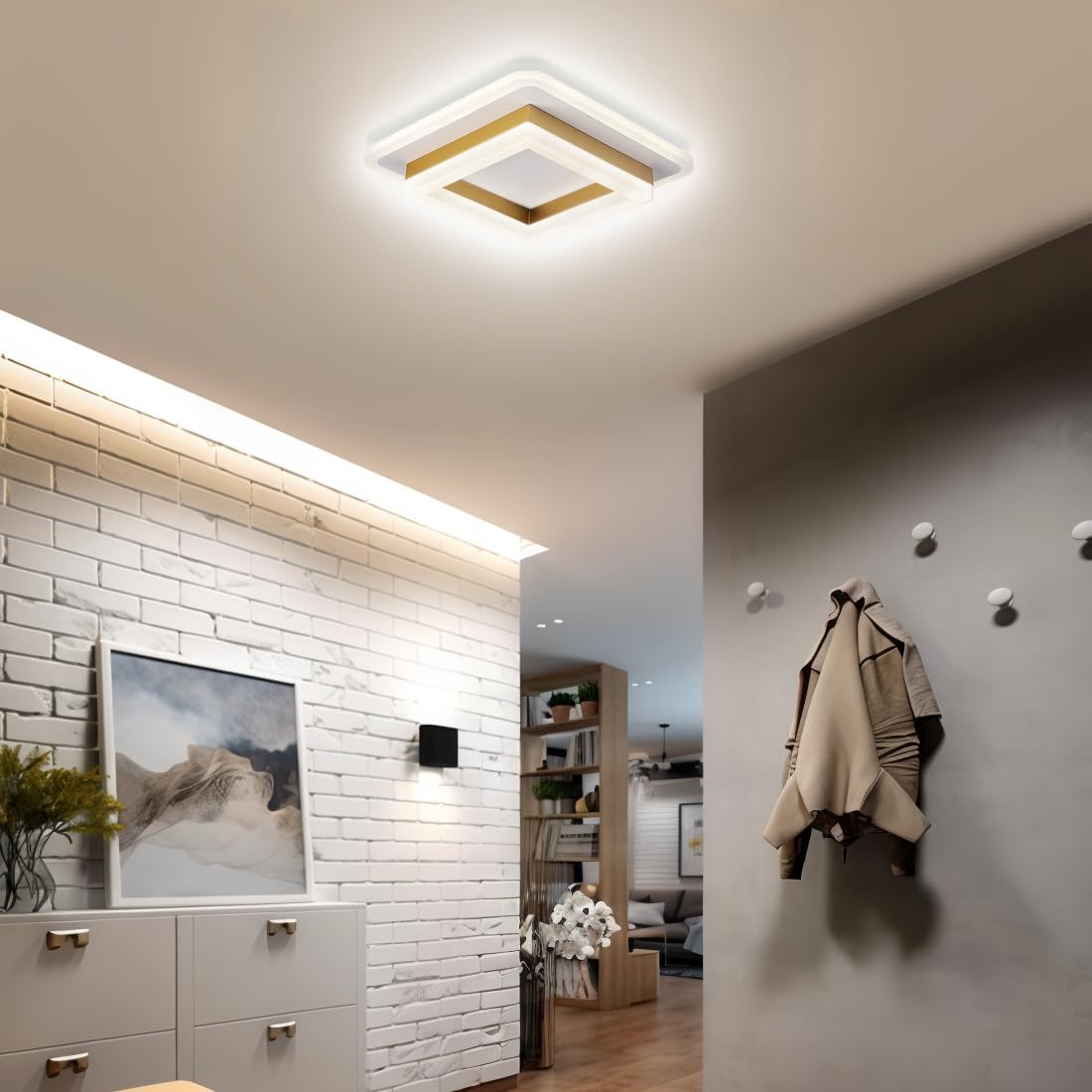 Square LED Ceiling Light | Modern Flush Mount Fixture For Hallways, Bedrooms and Landing Areas