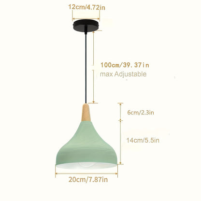 Modern Teardrop Pendant Light | Metal and Wood Hanging Ceiling Lamp In Nine Bold Shade Colourways