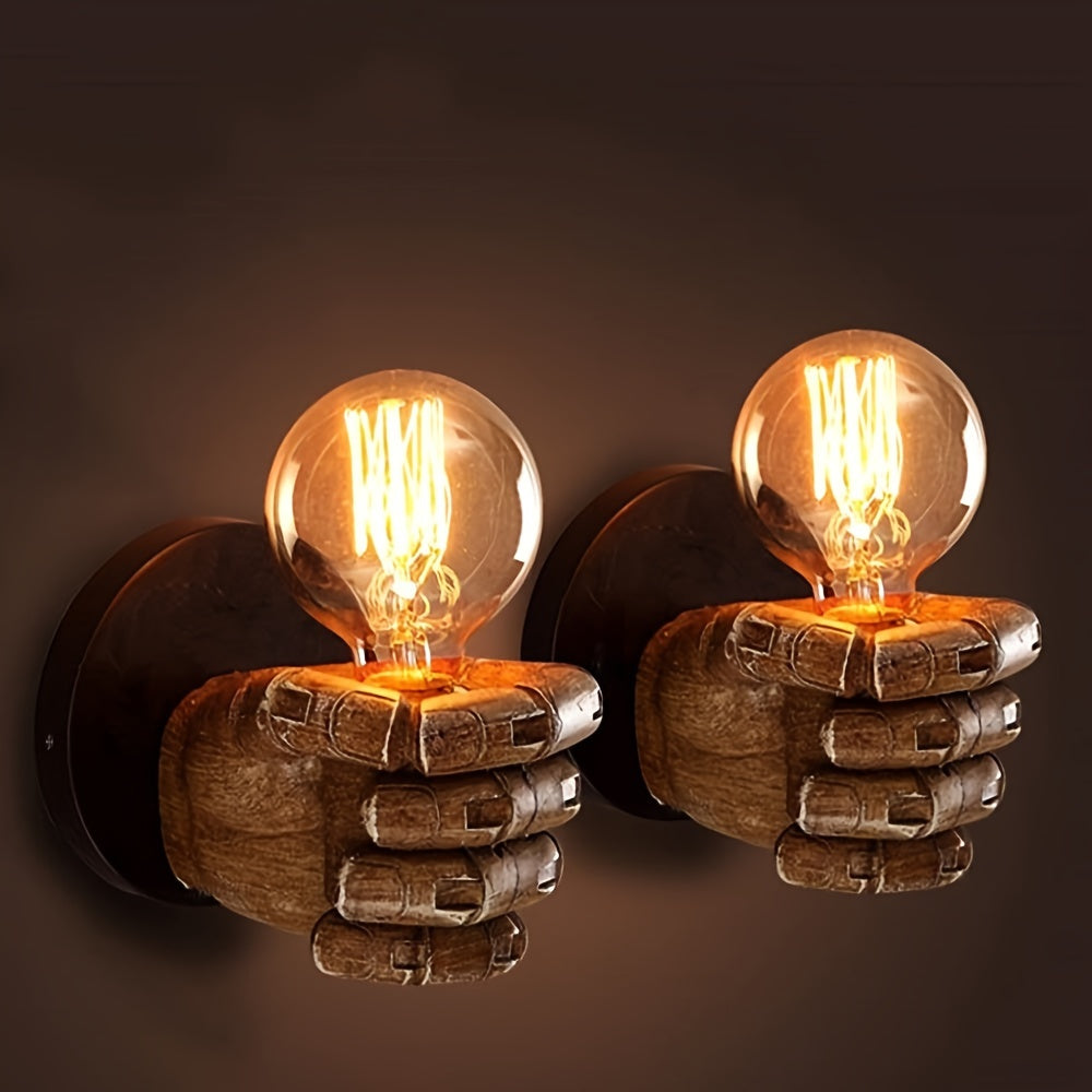 Industrial Hand Wall Lamp | Sculptural Resin E26 Wall Sconce In A Left or Right Handed Form