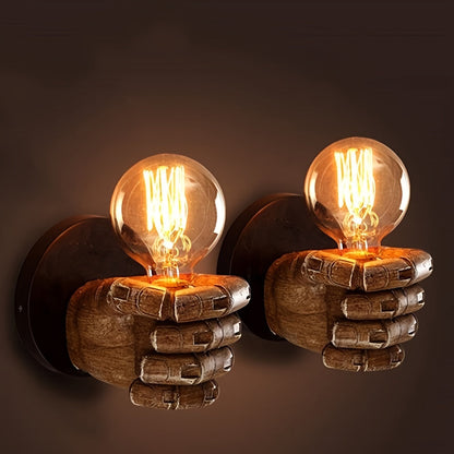 Industrial Hand Wall Lamp | Sculptural Resin E26 Wall Sconce In A Left or Right Handed Form