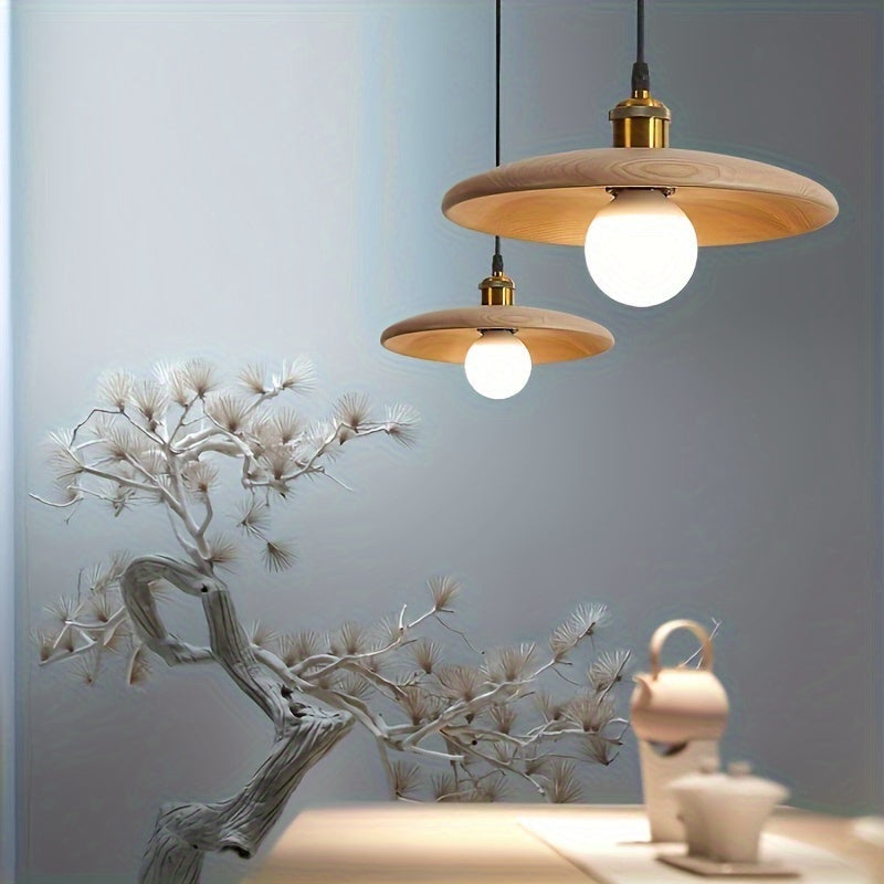Modern Nordic Solid Wood Pendant Light | Scandinavian Ceiling Lamp In Walnut and Natural Wood