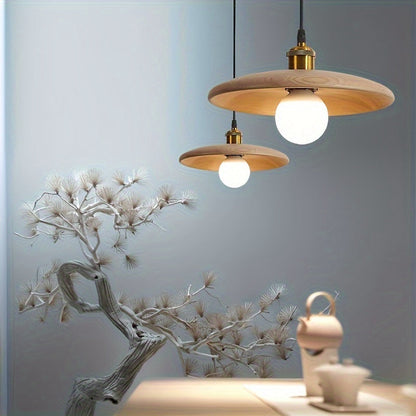 Modern Nordic Solid Wood Pendant Light | Scandinavian Ceiling Lamp In Walnut and Natural Wood
