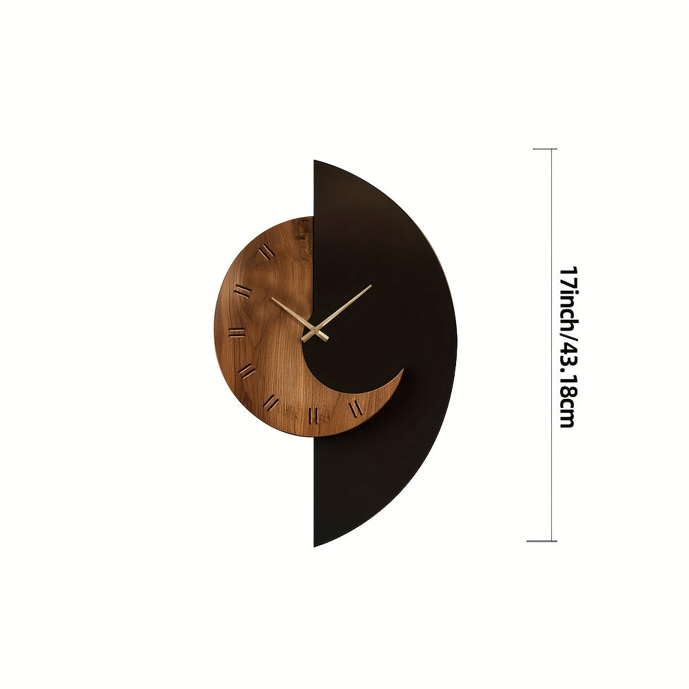 Modern Half Moon Wooden Wall Clock | Silent Battery Operated Timber Clock In Three Face Sizes