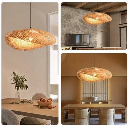 Rattanova Handwoven Rattan Pendant | Bohemian Woven Lampshade For Kitchens and Living Rooms