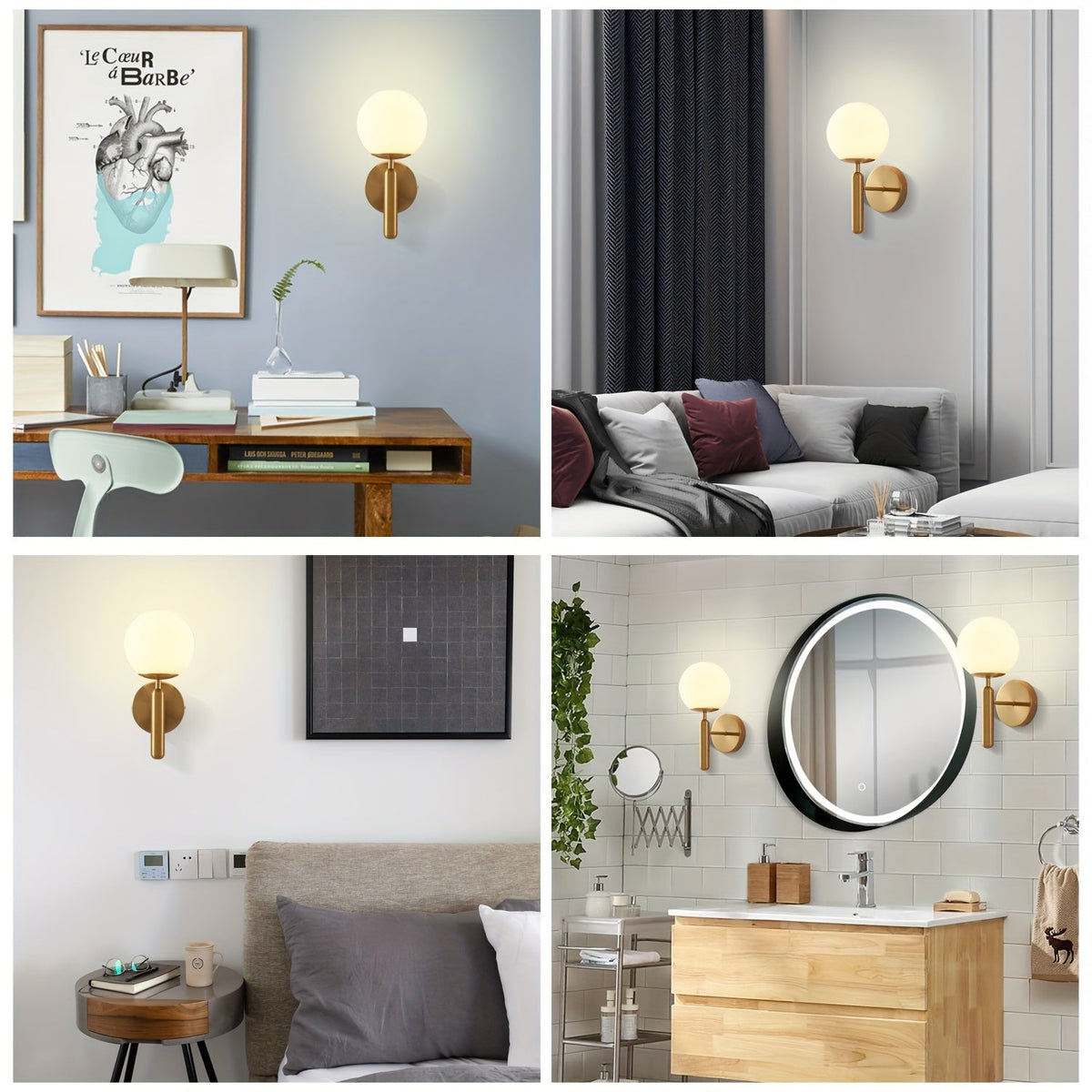 Modern Glass Wall Sconce | Elegant Polished Metal Bedroom Light In A Black or Gold Metal Finish