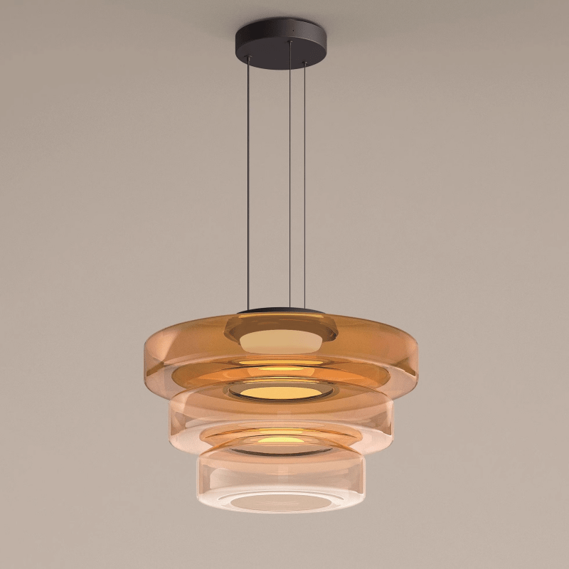 Bauhaus Glass Pendant Light | Modern Layered LED Hanging Lamp In Three Tinted Glass Colours