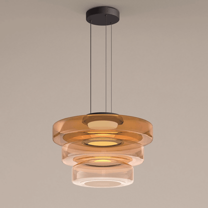 Bauhaus Glass Pendant Light | Modern Layered LED Hanging Lamp In Three Tinted Glass Colours