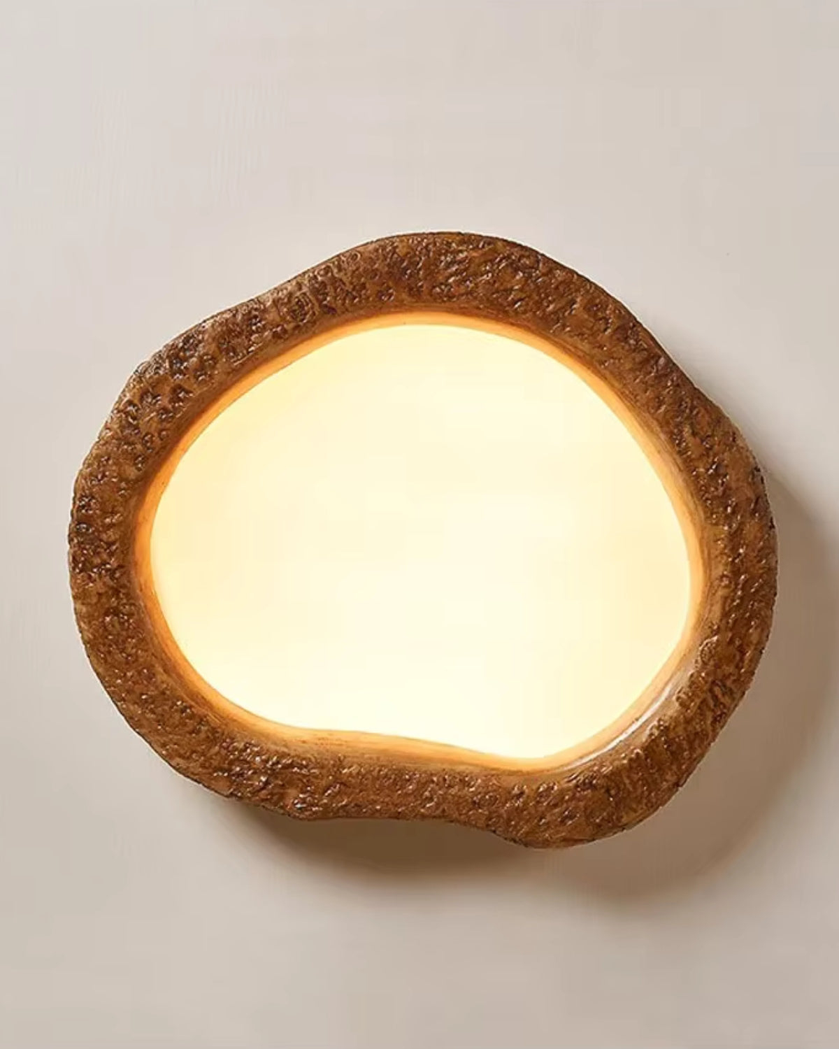 Grainhalo Ceiling Light | Rustic Wood Effect Resin LED Flush Mount In Three Round Panel Sizes