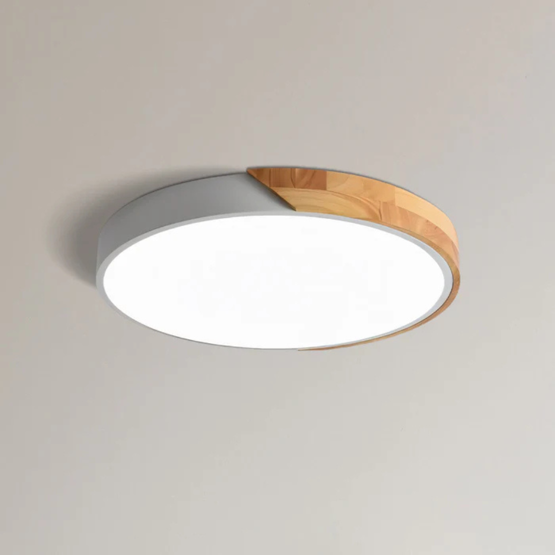 LED Ceiling Light | Modern Nordic Wooden Flush Mount Fixture For Bedrooms, Halls and Landings