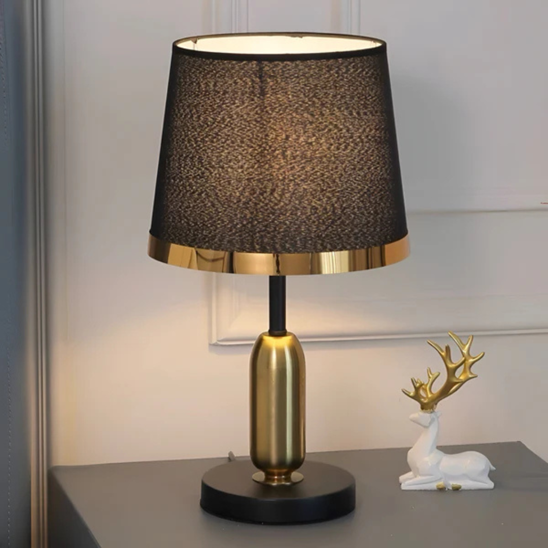 Vintage Black And Gold Table Lamp | Modern Retro Accent Light For Sideboards, Desks and Consoles