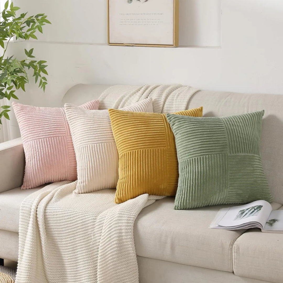 Corduroy Cushion Covers | Luxury Striped Throw Pillow Covers For Sofas, Beds and Armchairs