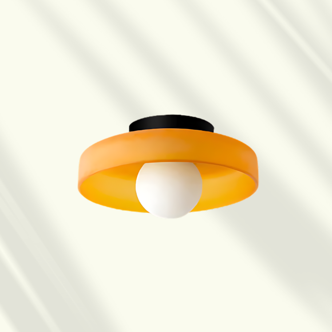Modern LED Ceiling Light | Stylish Round Glass Flush Mount In Six Soft Glass Shade Colours