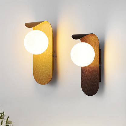Ekbo Scandinavian LED Wall Lamp | Minimalist Wooden Design In Natural Wood or Walnut Finish