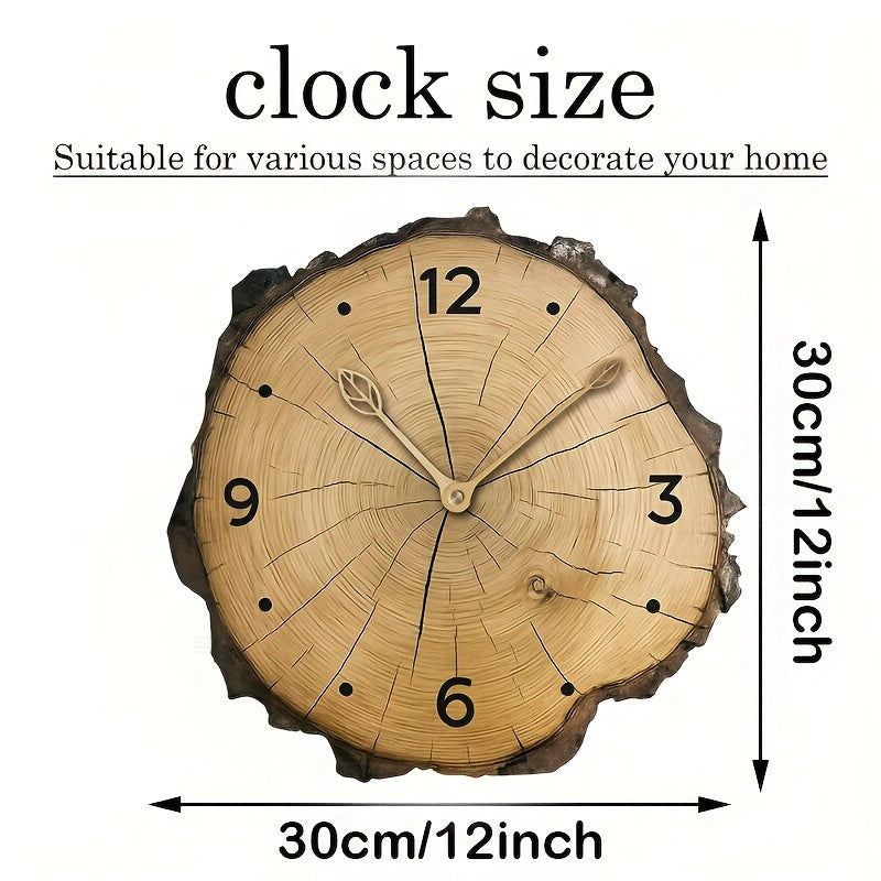Rustic Wood Slice Wall Clock | Natural Log Cross Section Clock For Cabins and Kitchen Walls