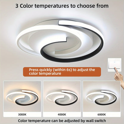Modern Spiral LED Ceiling Light | Minimalist Round Flush Mount In A Matte Cast Iron Finish