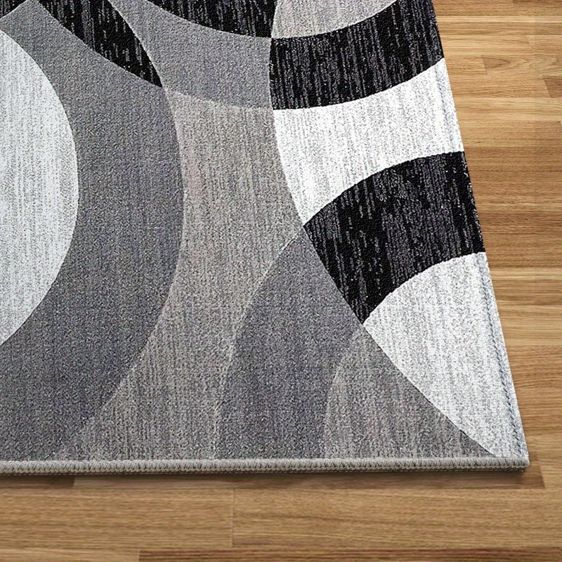 Ringwave Geometric Rug | Soft Velvet Non Slip Washable Floor Mat In Five Different Room Sizes