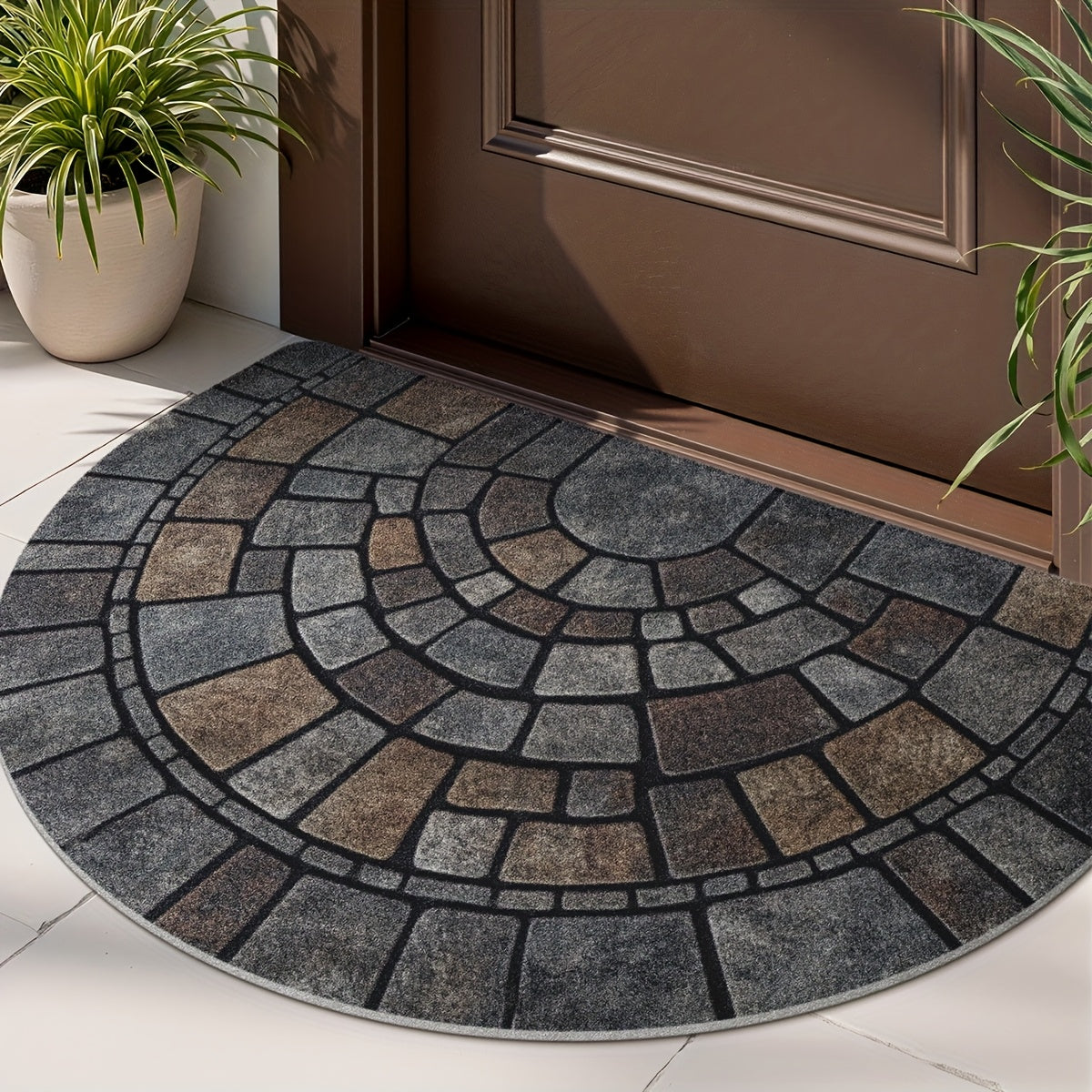 Half Circle Mosaic Door Mat | Decorative Indoor and Outdoor Entrance Mat For Front Door Use