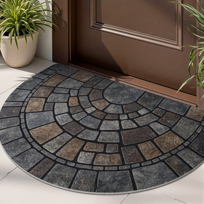Half Circle Mosaic Door Mat | Decorative Indoor and Outdoor Entrance Mat For Front Door Use
