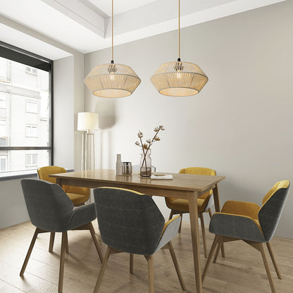 Handwoven Paper Rope Pendant Shade | Modern Natural Geometric Woven Shade, 32 Centimetres Wide
